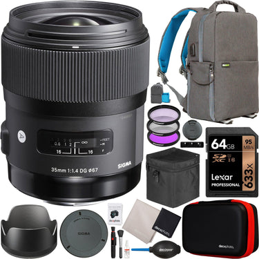 Sigma 35mm F1.4 DG HSM Art Wide Angle Lens Kit for Canon EF-Mount DSLR Cameras Bundle