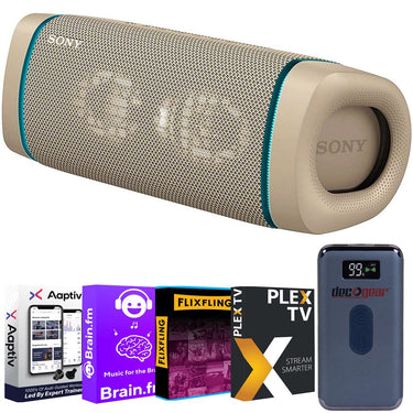 Sony SRS-XB33 Portable Waterproof BT Speaker (Taupe) + Entertainment Power Pack