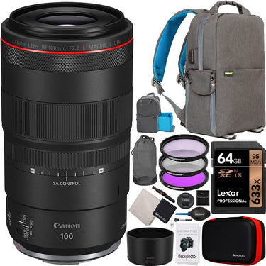 Canon RF 100mm F2.8 L MACRO IS USM Full Frame Medium Telephoto AF Lens 4514C002 Bundle