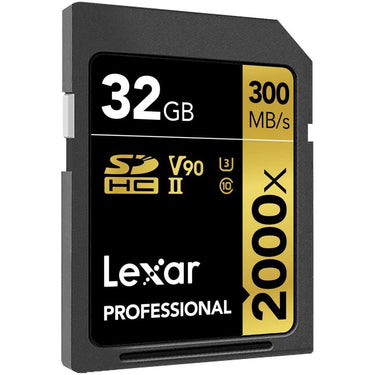 Lexar Pro 2000x UHS-II Memory Card 32GB Card 2-Pack + Editing Suite & 64GB Drive