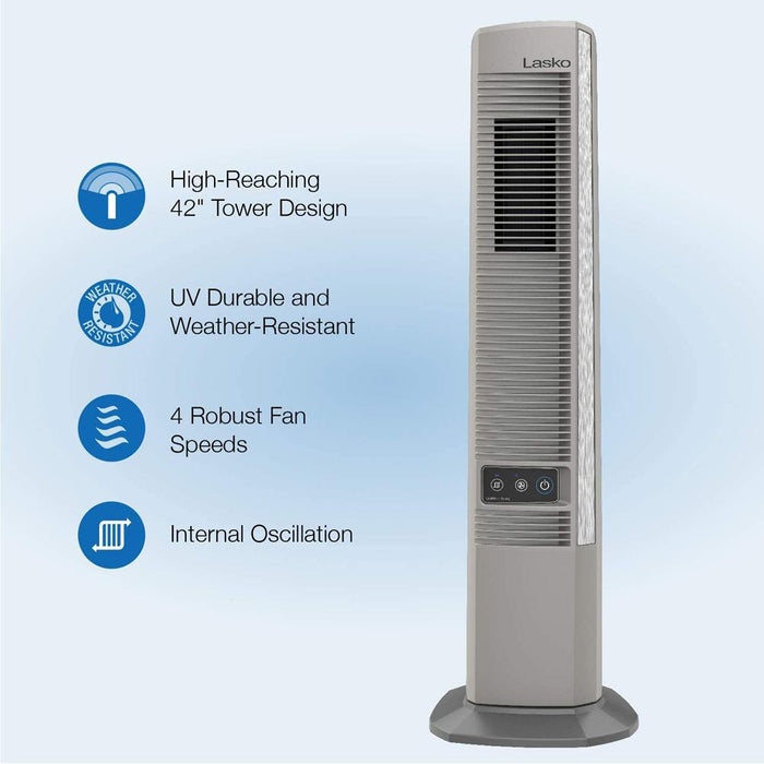 Lasko 42" Indoor/Outdoor Oscillating Living Tower Fan in Gray - YF202