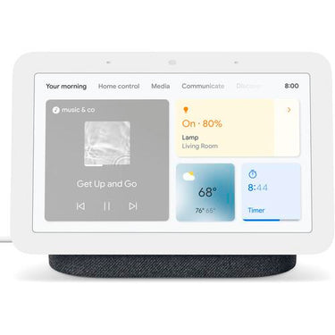 Google Nest Hub Display w/ Google Assistant, Charcoal (2nd Gen) + Learning Thermostat Black