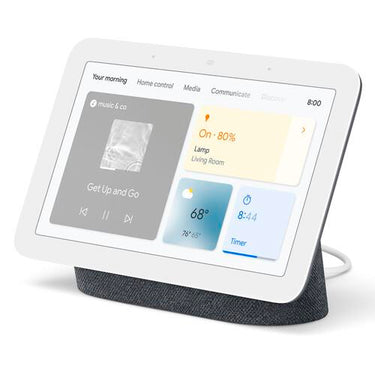 Google Nest Hub Display w/ Google Assistant, Charcoal (2nd Gen) + Learning Thermostat Black