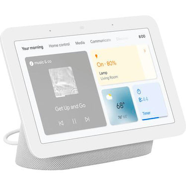 Google Nest Hub Display w/ Google Assistant, Chalk (2nd Gen) + Learning Thermostat Black