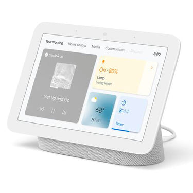 Google Nest Hub Display w/ Google Assistant, Chalk (2nd Gen) + Learning Thermostat Black