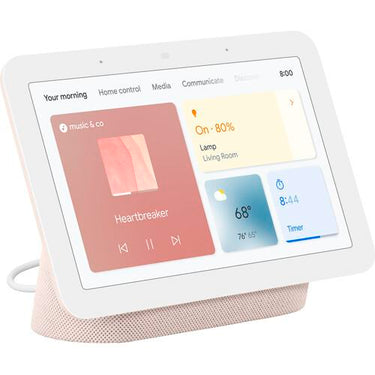 Google Nest Hub Display w/ Google Assistant, Sand (2nd Gen) + Learning Thermostat Black