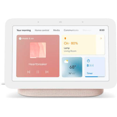 Google Nest Hub Display w/ Google Assistant, Sand (2nd Gen) + Learning Thermostat Black