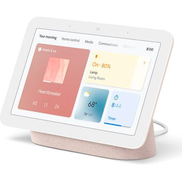 Google Nest Hub Display w/ Google Assistant, Sand (2nd Gen) + Learning Thermostat Black