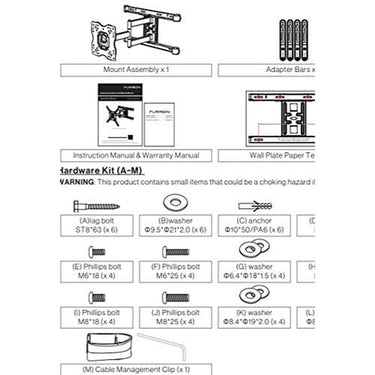 Furrion Outdoor Full Motion TV Mount (40 Inch - 65 Inch) - (F2AA001ABBK)