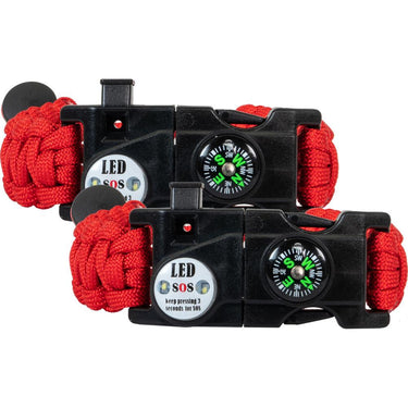 Deco Essentials 2-Pack Tactical Emergency Bracelet w/ SOS LED Whistle Open Box