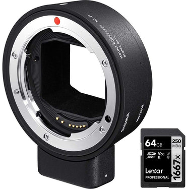 Sigma Mount Converter Lens Adapter for Sigma's Canon EF / L-Mount with 64GB Card