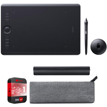 Wacom Intuos Pro Medium Creative Pen Tablet, Black w/ Paper Clip & Extended Warranty