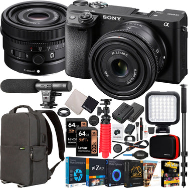 Sony a6400 Mirrorless 4K APS-C Camera Body + 40mm F2.5 G Lens SEL40F25G Kit Bundle