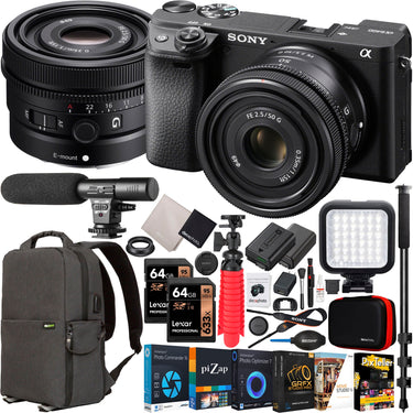 Sony a6400 Mirrorless 4K APS-C Camera Body + 50mm F2.5 G Lens SEL50F25G Kit Bundle