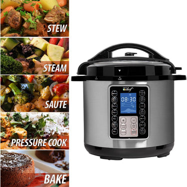 Deco Chef 8QT 10-in-1 Pressure & Slow Cooker, Multi-Modes Steel Open Box