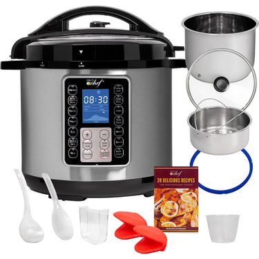 Deco Chef 8QT 10-in-1 Pressure & Slow Cooker, Multi-Modes Steel Open Box
