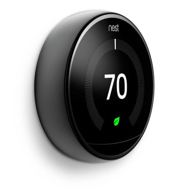 Google Nest 3rd Gen Learning Thermostat (Black) T3018US Bundle with Smart Speaker (Sand)