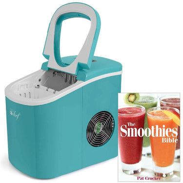 Deco Chef Compact Electric Ice Maker (Turquoise) with The Smoothies Bible Bundle