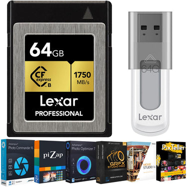 Lexar 64GB Professional CFX Type B Memory Card +Editing Suite & 64GB Flash Drive