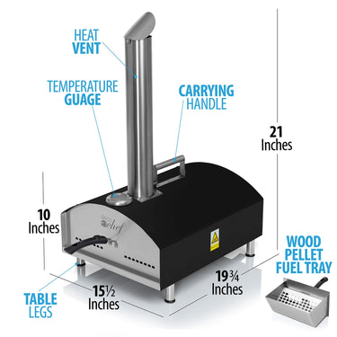 Deco Chef Portable Outdoor Pizza Oven w/ 2-in-1 Pellet Pizza & Grill Oven Functionality