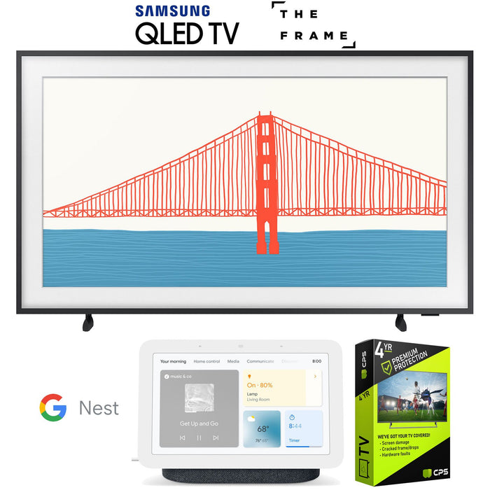 Samsung QN55LS03AA 55" The Frame QLED 4K Smart TV (2021) with Nest Hub (Charcoal) Bundle