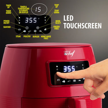 Deco Chef Digital 5.8QT Electric Air Fryer (Red) Bundle with Gourmet 12-Piece Knife Set
