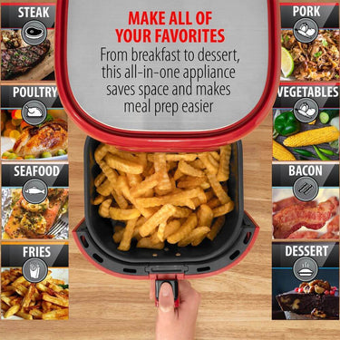 Deco Chef 3.7QT Digital Air Fryer (Red) Bundle with Gourmet 12-Piece Knife Set