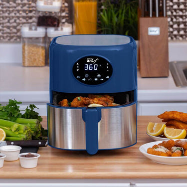 Deco Chef 3.7QT Digital Air Fryer (Blue) Bundle with Gourmet 12-Piece Knife Set