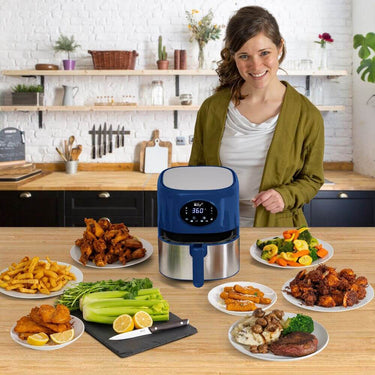Deco Chef 3.7QT Digital Air Fryer (Blue) Bundle with Gourmet 12-Piece Knife Set