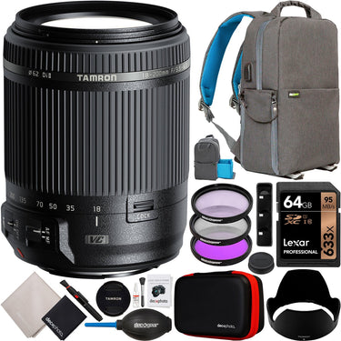 Tamron 18-200mm F3.5-6.3 Di II VC Lens Kit Bundle for Canon EF Mount DSLR Cameras B018