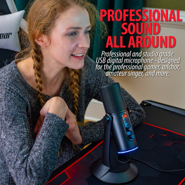 Deco Gear Mechanical Keyboard Cherry MX Red Switched with PC USB Streaming Mic for Gaming