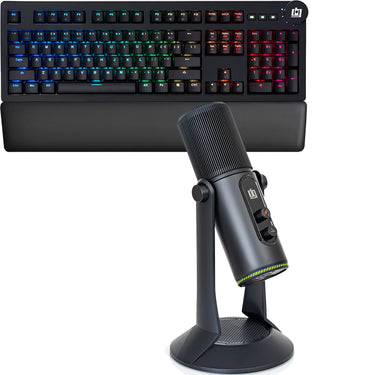 Deco Gear Mechanical Keyboard Cherry MX Red Switched with PC USB Streaming Mic for Gaming