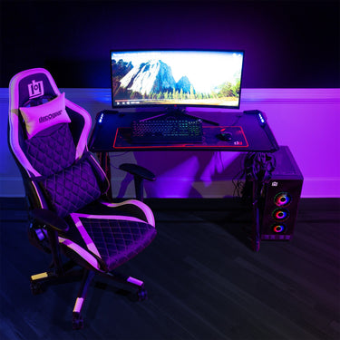 Deco Gear Ergonomic White Gaming Chair, Head, Lumbar Support, with Mechanical Keyboard