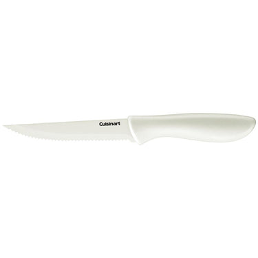 Cuisinart Advantage 6Pc Serrated Steak Knife Set, White +Safety Gloves +Knife Sharpener