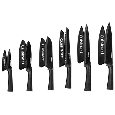 Cuisinart C55-12PMB 12pc 6 Knife Set w/6 Blade Guards Black +Safety Gloves+Knife Sharpener