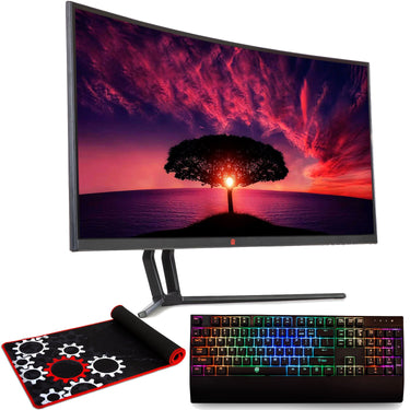 Deco Gear 35" Curved Ultrawide FHD 2560x1080 Gaming Monitor + Gaming Keyboard + Mouse Pad