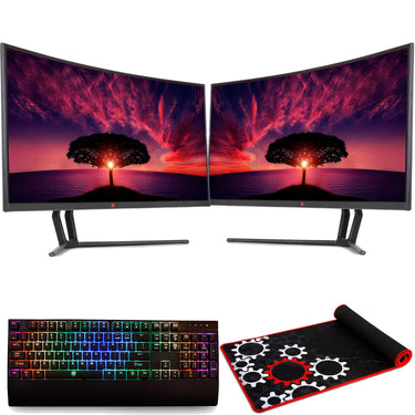 Deco Gear Dual 35" Curved Ultrawide FHD 2560x1080 Gaming Monitor + Keyboard and Mouse Pad