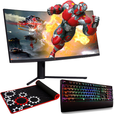 Deco Gear 34" 3440x1440 21:9 Ultrawide Curved Monitor + Bonus Gaming Keyboard + Mouse Pad