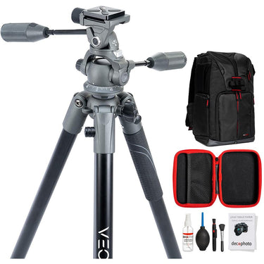 Vanguard VEO2PRO233APV Aluminum Tripod w/3-Way Pan-and-Tilt Head +Deco Accessories Bundle