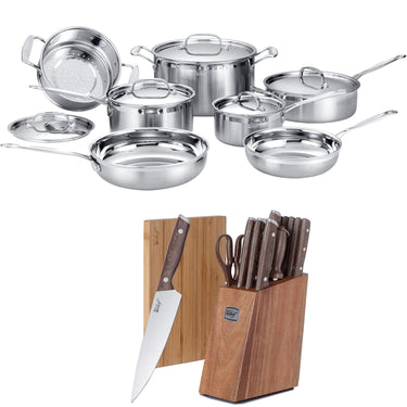 Deco Chef Stainless Steel Cookware 12 Piece Set + Bonus Deco Chef 16 Piece Knife Set