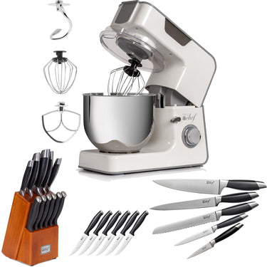 Deco Chef 5.5 QT Kitchen Stand Mixer, 8-Speed Motor + Bonus Deco Chef 12 Piece Knife Set