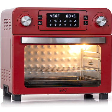 Deco Chef 24QT Countertop Toaster Air Fryer Oven, Red + Bonus Deco Chef 16 Piece Knife Set