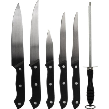 Deco Essentials 5pc Knife Set w/Board & Sharpening Steel +Gloves+Knife Sharpener