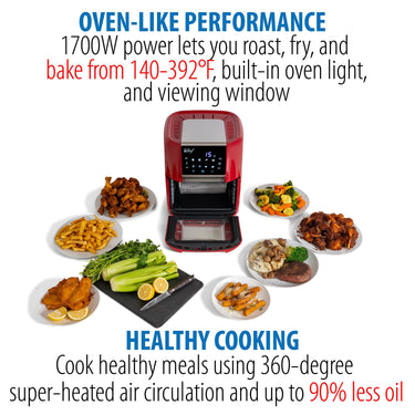 Deco Chef 12.7QT Digital Air Fryer Oven, Red + Bonus Deco Chef 12 Piece Knife Set