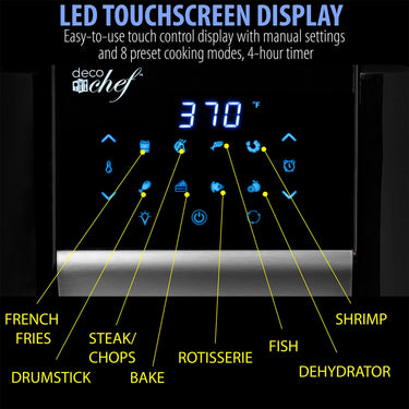 Deco Chef 12.7QT Digital Air Fryer Oven, Black + Bonus Deco Chef 16 Piece Knife Set