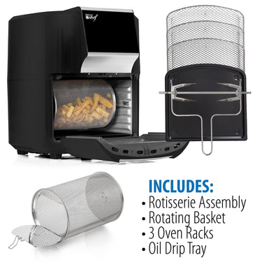 Deco Chef 12.7QT Digital Air Fryer Oven, Black + Bonus Deco Chef 16 Piece Knife Set