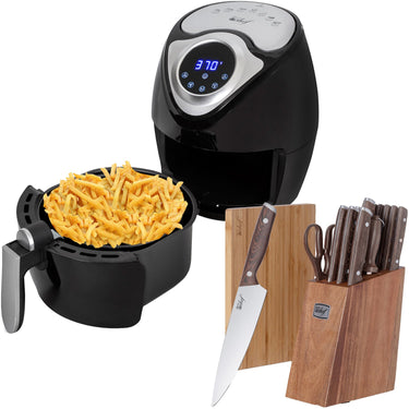 Deco Chef 3.7QT Electric Oil-Free Digital Air Fryer + Deco Chef 16-Piece Knife Set