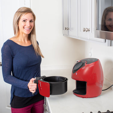 Deco Chef 3.7QT Electric Oil-Free Digital Air Fryer, Red + Deco Chef 16-Piece Knife Set