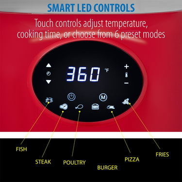 Deco Chef 3.7QT Digital Air Fryer + 6 Cooking Presets, Red + Deco Chef 16-Piece Knife Set