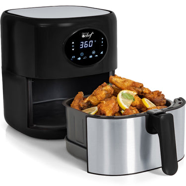 Deco Chef 3.7QT Digital Air Fryer, 6 Cooking Presets, Black + Deco Chef 16-Piece Knife Set
